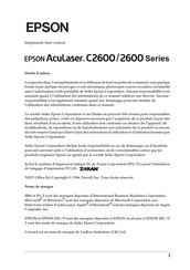 Epson AcuLaser C2600 Série Mode D'emploi