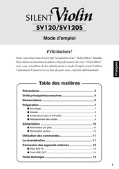 Yamaha SILENT Violin SV120 Mode D'emploi