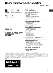 Hotpoint Ariston TCD 851AX Notice D'utilisation Et Installation