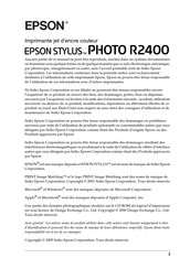 Epson STYLUS PHOTO R2400 Manuel D'utilisation