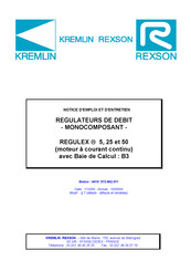 Kremlin Rexson REGULEX 25 Notice D'emploi Et D'entretien