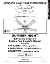 Luminance Brands Kathy Ireland Home SUMMER NIGHT CF652ORB01 Manuel Du Propriétaire