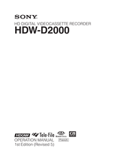Sony HDW-D2000 Mode D'emploi