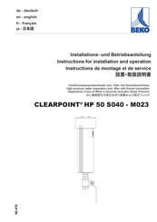Beko CLEARPOINT HP M023 Série Instructions De Montage Et De Service