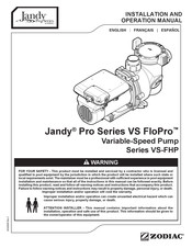 Zodiac Jandy VS FloPro VS-FHP Série Manuel D'installation Et De Fonctionnement