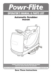 Powr-Flite PAS40R Manuel D'utilisation Et Liste De Pièces