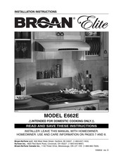 Broan Elite E662E Mode D'emploi