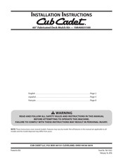 Cub Cadet 19A40031100 Instructions D'installation