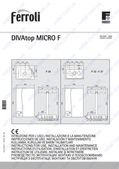 Ferroli DIVAtop MICRO F Instructions D'utilisation, D'installation Et D'entretien