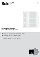 Nice Sole KIT Instructions Et Avertissements Pour L'installation Et L'utilisation