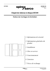 Spirax Sarco DCV41 Notice De Montage Et D'entretien