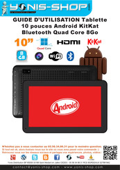 YONIS Android KitKat Bluetooth Quad Core 8Go Guide D'utilisation