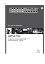 Behringer Digital Snake S16 Manuel De L'utilisateur