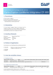 GWF CF-800 Instructions De Montage Et De Service