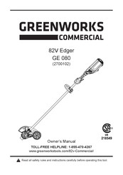 GreenWorks Commercial 2700102 Guide D'utilisation