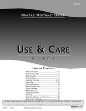 Maytag Neptune MD75 Guide D'utilisation Et D'entretien