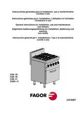 Fagor CG6-41 Instructions Pour L'installation, L'utilisation Et L'entretien