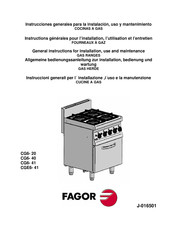 Fagor CGE6-41 Instructions Pour L'installation, L'utilisation Et L'entretien