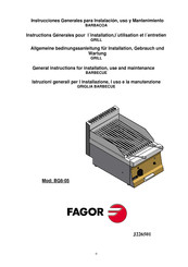 Fagor BG6-05 Instructions Pour L'installation, L'utilisation Et L'entretien