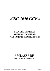 Ambassade de Bourgogne CSG 1040 GCF Manuel