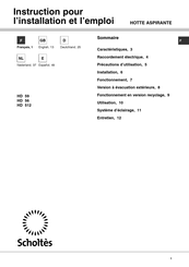 Sholtes HD 512 Instructions Pour L'installation Et L'emploi