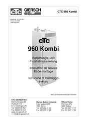 CTC Giersch CTC 960 Kombi Instructions De Service Et De Montage