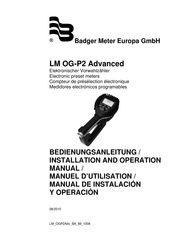 Badger Meter LM OG-P2 Advanced Manuel D'utilisation