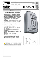 CAME RBE4N Mode D'emploi