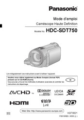 Panasonic HDC-SDT750 Mode D'emploi