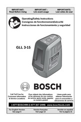 Bosch GLL 3-15 Consignes De Fonctionnement/Sécurité