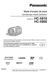 Panasonic HC-X800 Mode D'emploi