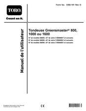 Toro Greensmaster 1600 Manuel De L'utilisateur