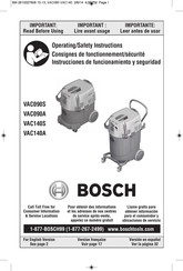 Bosch VAC090A Consignes De Fonctionnement/Sécurité