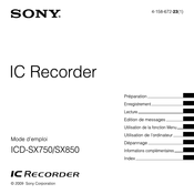 Sony ICD-SX850 Mode D'emploi