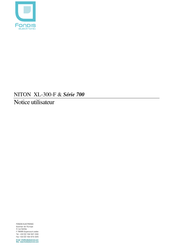 Fondis NITON XL-300-F 700 Série Notice Utilisateur