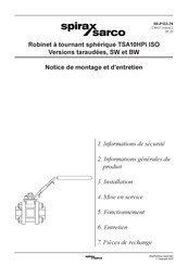 Spirax Sarco TSA10HPi Notice De Montage Et D'entretien