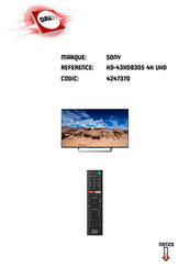 Sony BRAVIA KD-49XD80 Série Guide De Référence