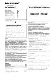 Blaupunkt Frankfurt RCM 82 Instructions De Montage