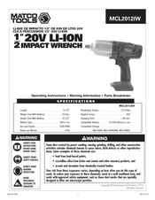 Matco Tools MCL2012IW Instructions De Fonctionnement