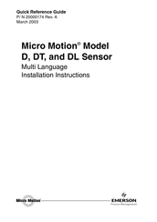 Emerson Micro Motion D Série Notice D'installation