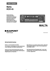 Blaupunkt Malta RCR 45 Instructions De Montage
