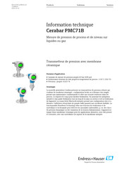 Endress+Hauser Cerabar PMC71B Guide Rapide