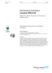 Endress+Hauser Cerabar PMC51B Guide Rapide