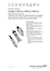 Endress+Hauser Cerabar T PMP131 Guide Rapide
