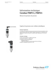 Endress+Hauser Cerabar PMP21 Guide Rapide