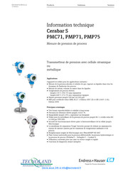 Endress+Hauser Cerabar S PMP71 Guide Rapide