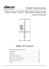 Dacor DTF364SIWS Manuel D'utilisation