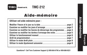 Toro TMC-212 Aide-Mémoire