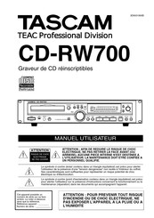 Teac TASCAM CD-RW700 Manuel Utilisateur