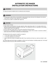 Frigidaire IM116000 Instructions D'installation